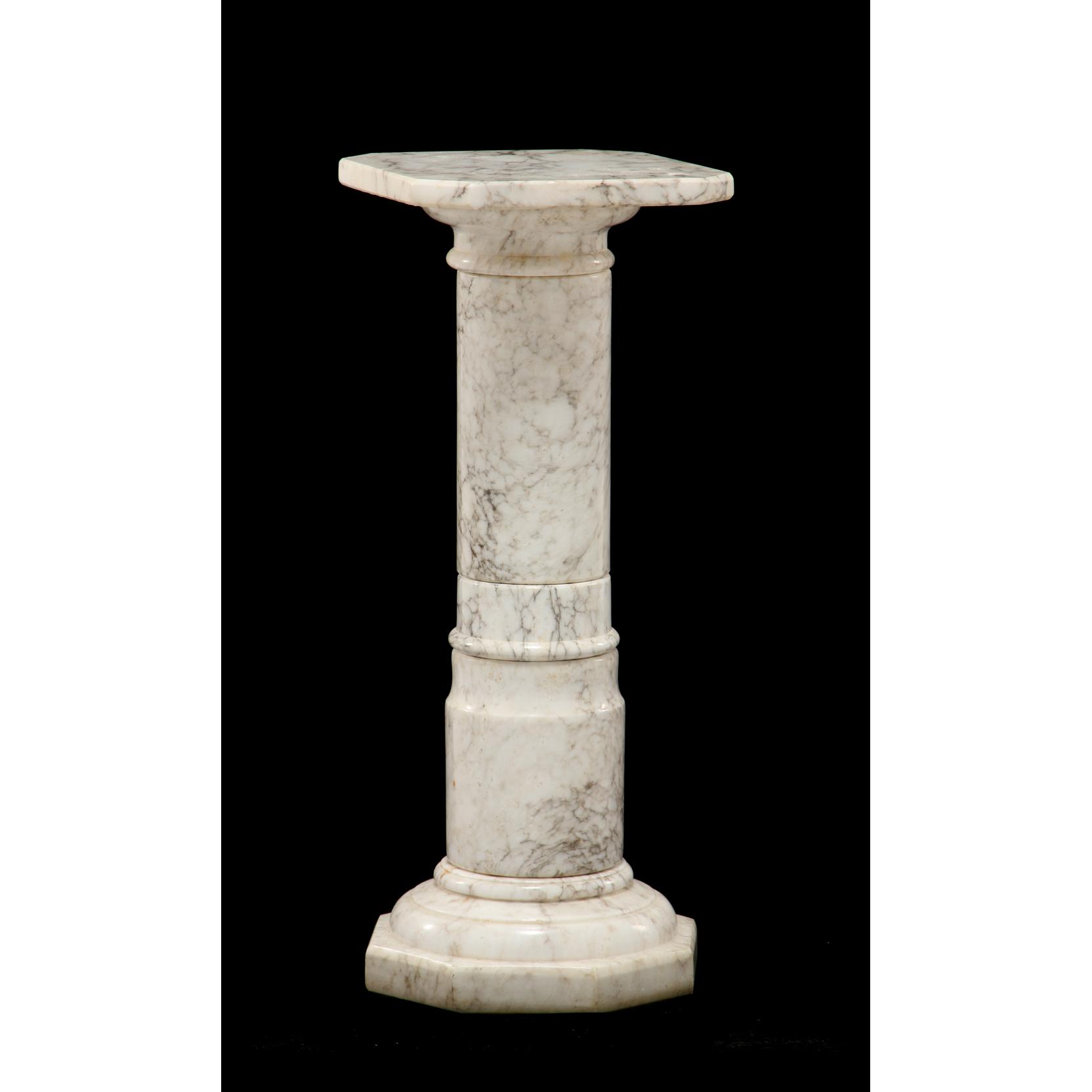 Appraisal: Carved White Marble Low Pedestal mid th century square top