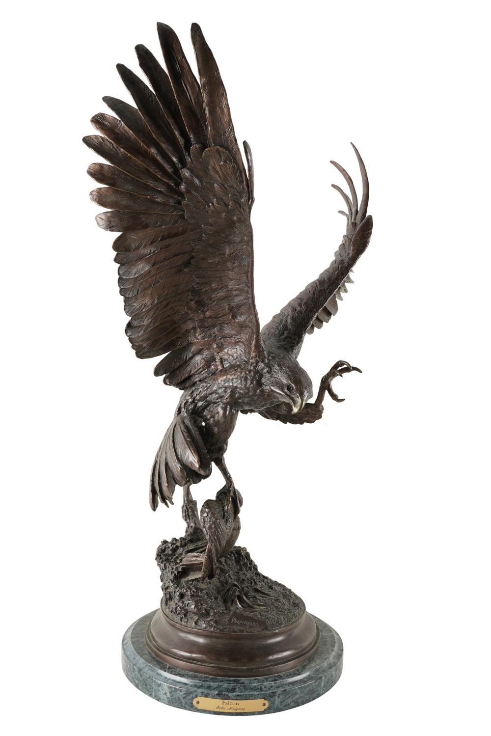 Appraisal: JULES MOIGNIEZ FALCON bronze signed in casting titled to plaque