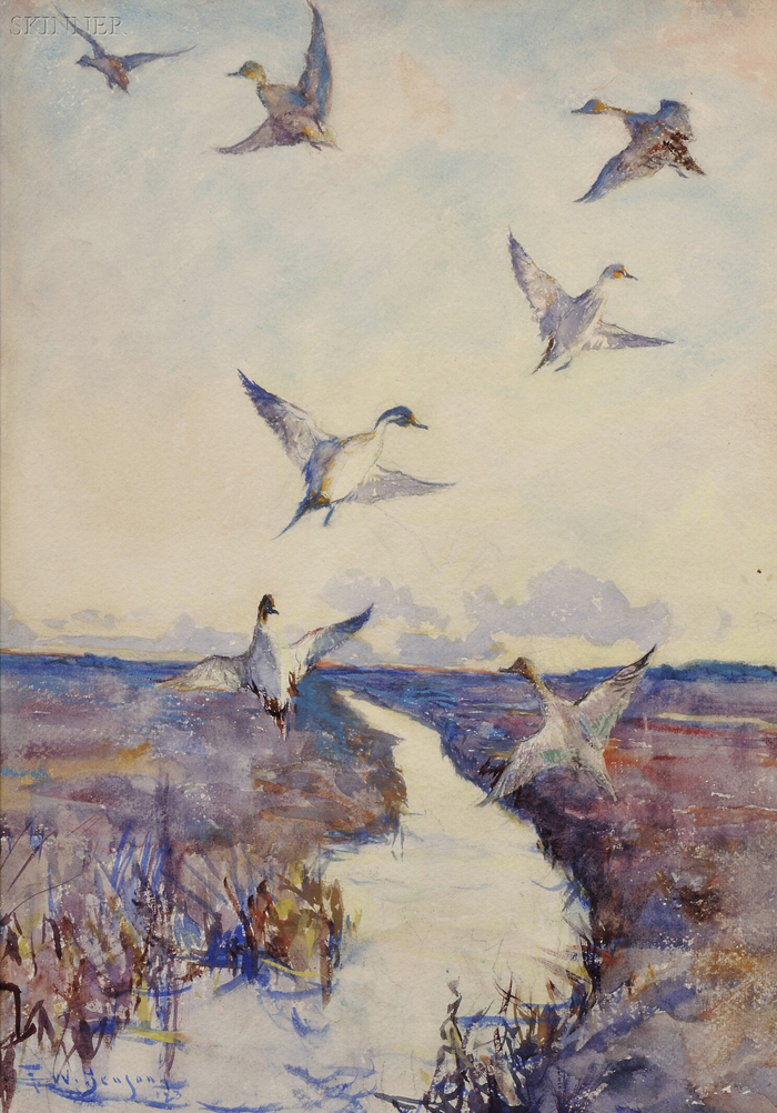 Appraisal: Frank Weston Benson American - Pintails in Flight over a