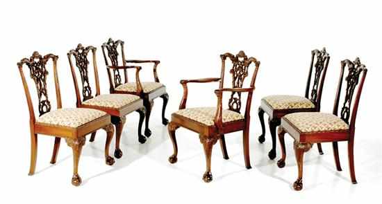 Appraisal: Set of Chippendale style carved mahogany dining chairs th century