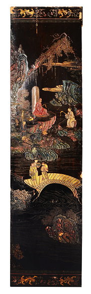 Appraisal: AN TH CENTURY CHINESE CARVED AND LACQUERED PANEL FROM A