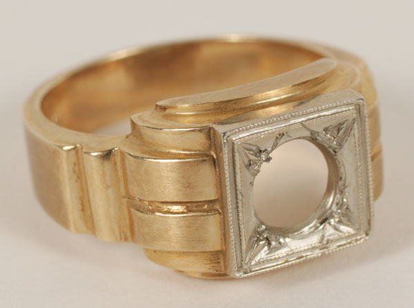 Appraisal: Men's Art Deco K yellow and white gold ring g