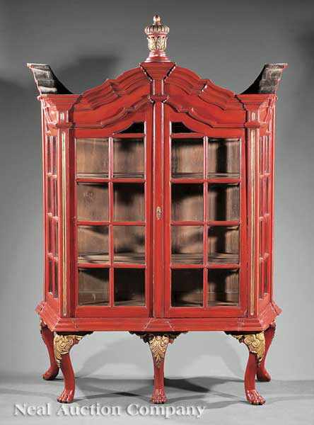 Appraisal: A Dutch Painted and Gilded Display Cabinet early th c