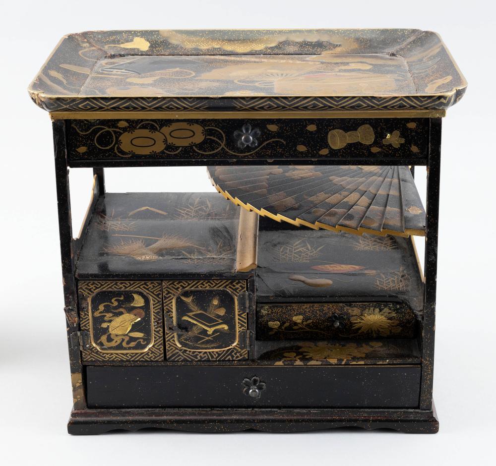 Appraisal: JAPANESE BLACK AND GOLD LACQUER JEWELRY STAND MEIJI PERIOD HEIGHT