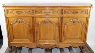 Appraisal: French Louis XV style enfilade in oak French Louis XV