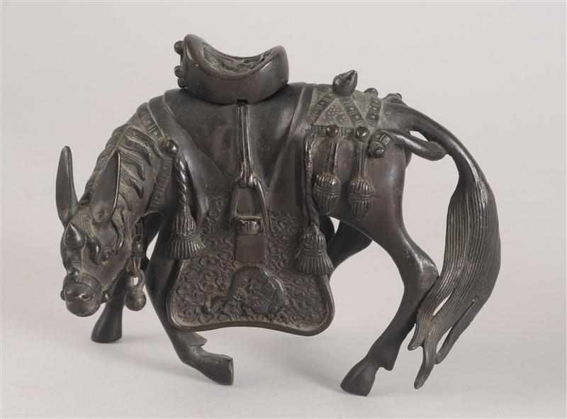 Appraisal: CHINESE BRONZE FIGURE OF A HORSE Modeled with full trappings