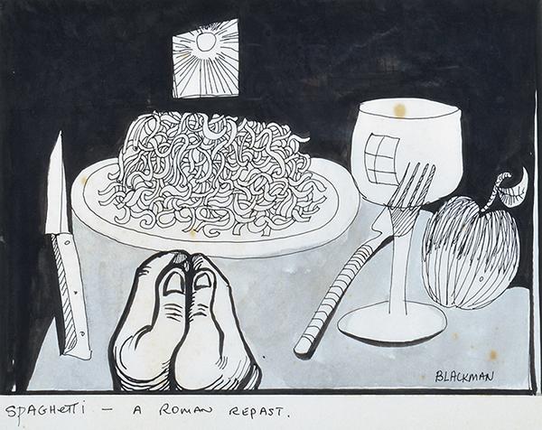 Appraisal: CHARLES BLACKMAN born Spaghetti - A Roman Repast ink on