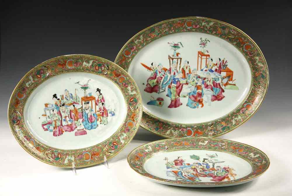 Appraisal: SIMILAR CHINESE EXPORT LARGE OVAL PLATTERS - Chinese Export Famille