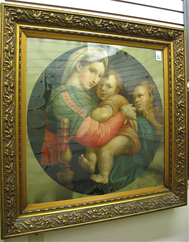 Appraisal: CHROMOLITHOGRAPH OF THE MADONNA AND CHILD with angel by In