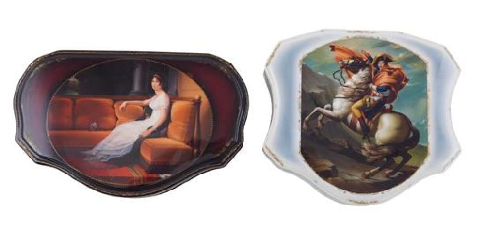 Appraisal: Russian hand-painted lacquer boxes group of two Napolean themed both