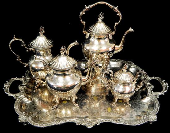 Appraisal: SILVER Five piece silver on copper tea and coffee set