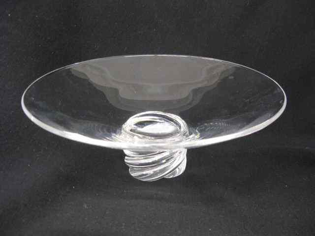 Appraisal: Steuben Crystal Compote swirling pedestal base '' diameter signed excellent