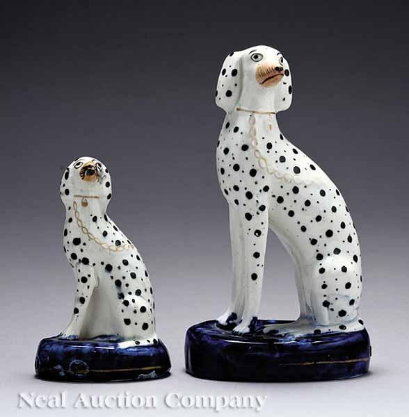 Appraisal: Two Antique Staffordshire Pottery Figures of Dalmatians mid- th c