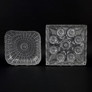 Appraisal: Two Antique or Vintage Brilliant Cut Glass Trays A few