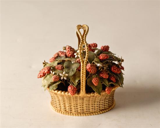 Appraisal: Brass Basket of Strawberries high wide deep