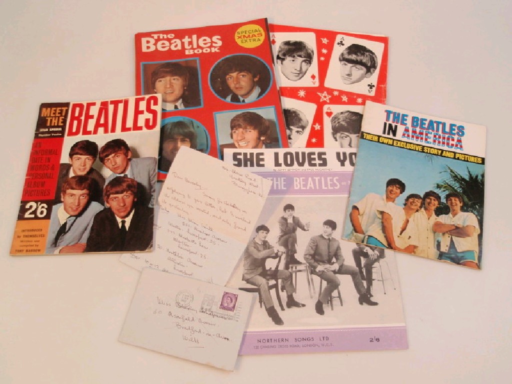 Appraisal: A selection of Beatles ephemera including a letter from 'Christine'