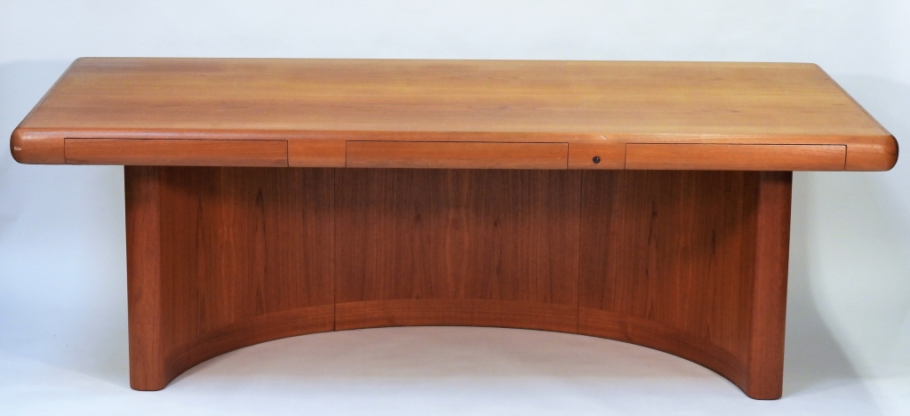 Appraisal: DYRLUND TEAK WOOD MCM EXECUTIVE DESK Denmark th CenturyThick rectangular