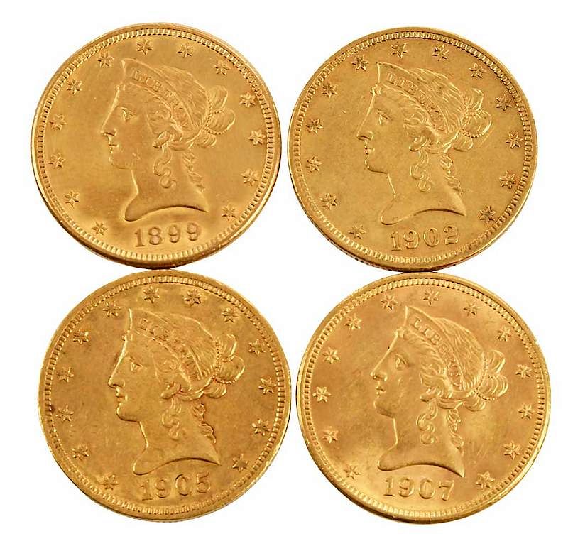 Appraisal: Group of Twelve Ten Dollar Gold Coins Liberty head dates