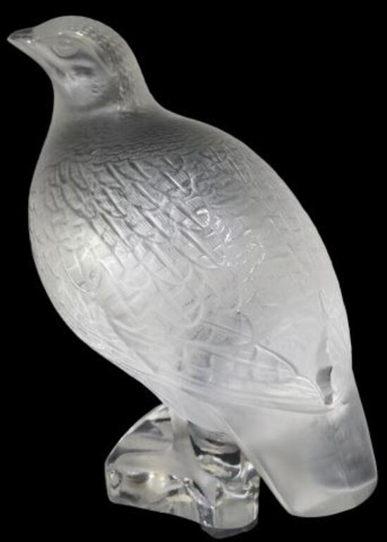 Appraisal: Lalique frosted art crystal Worry Partridge bird model number etched