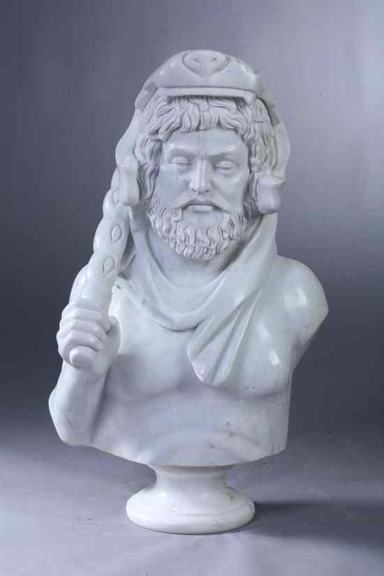 Appraisal: CARVED MARBLE BUST OF ROMAN EMPEROR COMMODUS AS HERCULES th