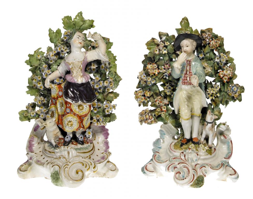 Appraisal: A PAIR OF DERBY FIGURES OF A SHEPHERD AND SHEPHERDESS