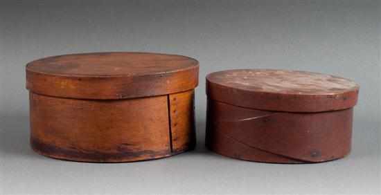 Appraisal: Two Shaker manner wood pantry storage boxes th century smaller