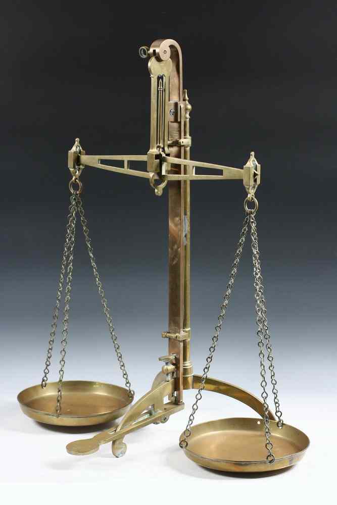 Appraisal: BALANCE SCALE - British made brass counter top balance scale