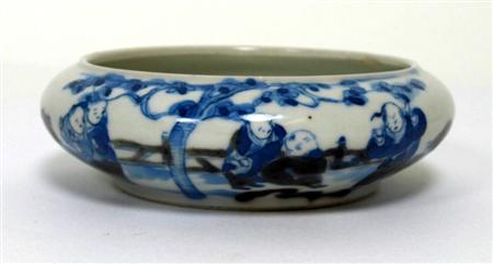 Appraisal: CHINESE CIRCULAR PORCELAIN BRUSHWASHER KANGXI MARK of flattened circular form