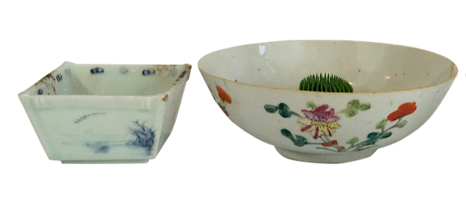 Appraisal: Chinese Export Planter and Chinese Tao Kuang Porcelain Floral Bowl