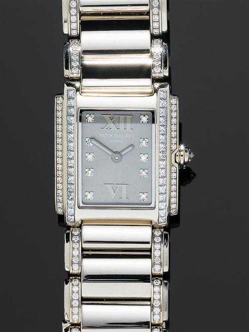 Appraisal: DIAMOND LADY'S WRISTWATCH PATEK PHILIPPE TWENTY- White gold Rectangular case