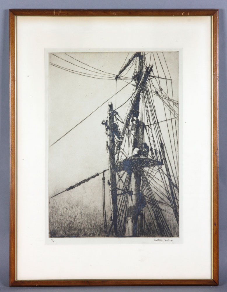 Appraisal: - Briscoe Top of the Mast Etching Arthur Briscoe -