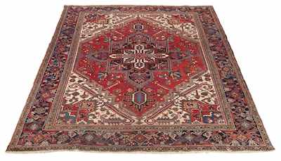 Appraisal: A Heriz Carpet Central medallion within red field with palmetto