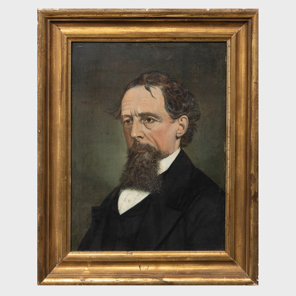 Appraisal: English School Charles Dickens Oil on paperboard unsigned titled and