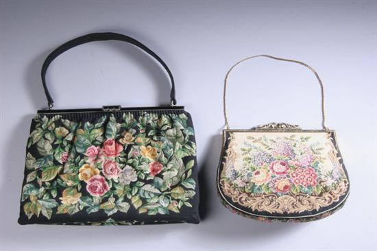 Appraisal: TWO CONTINENTAL PETIT POINT EVENING BAGS One French circa s