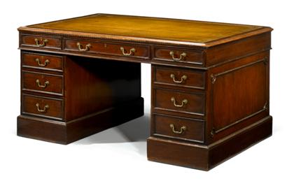 Appraisal: George III style mahogany pedestal partners desk th century