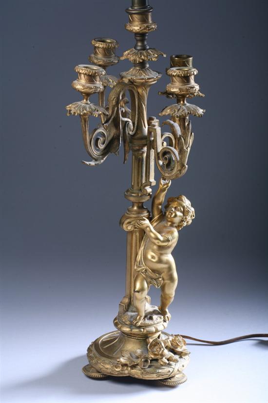 Appraisal: LOUIS XV-STYLE BRONZE-DOR FIVE-LIGHT FIGURAL CANDELABRUM late th century Shaped