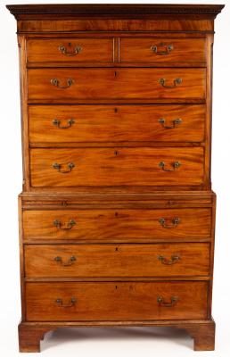 Appraisal: A George III mahogany tallboy chest the top with dentil