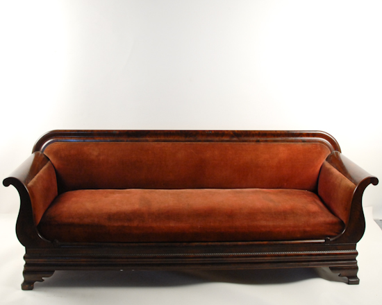 Appraisal: An Empire Mahogany Sofa c - having early velvet upholstery