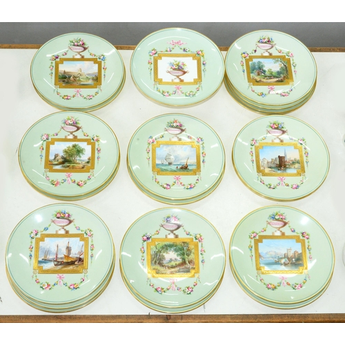 Appraisal: A Mintons bone china dessert service the plates painted with