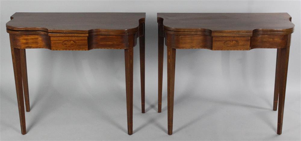 Appraisal: PAIR OF AMERICAN FEDERAL STYLE INLAID MAHOGANY CARD TABLES each