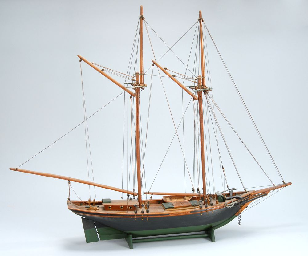 Appraisal: PLANK-ON-FRAME MODEL OF A TWO-MASTED SCHOONER Late th Early th