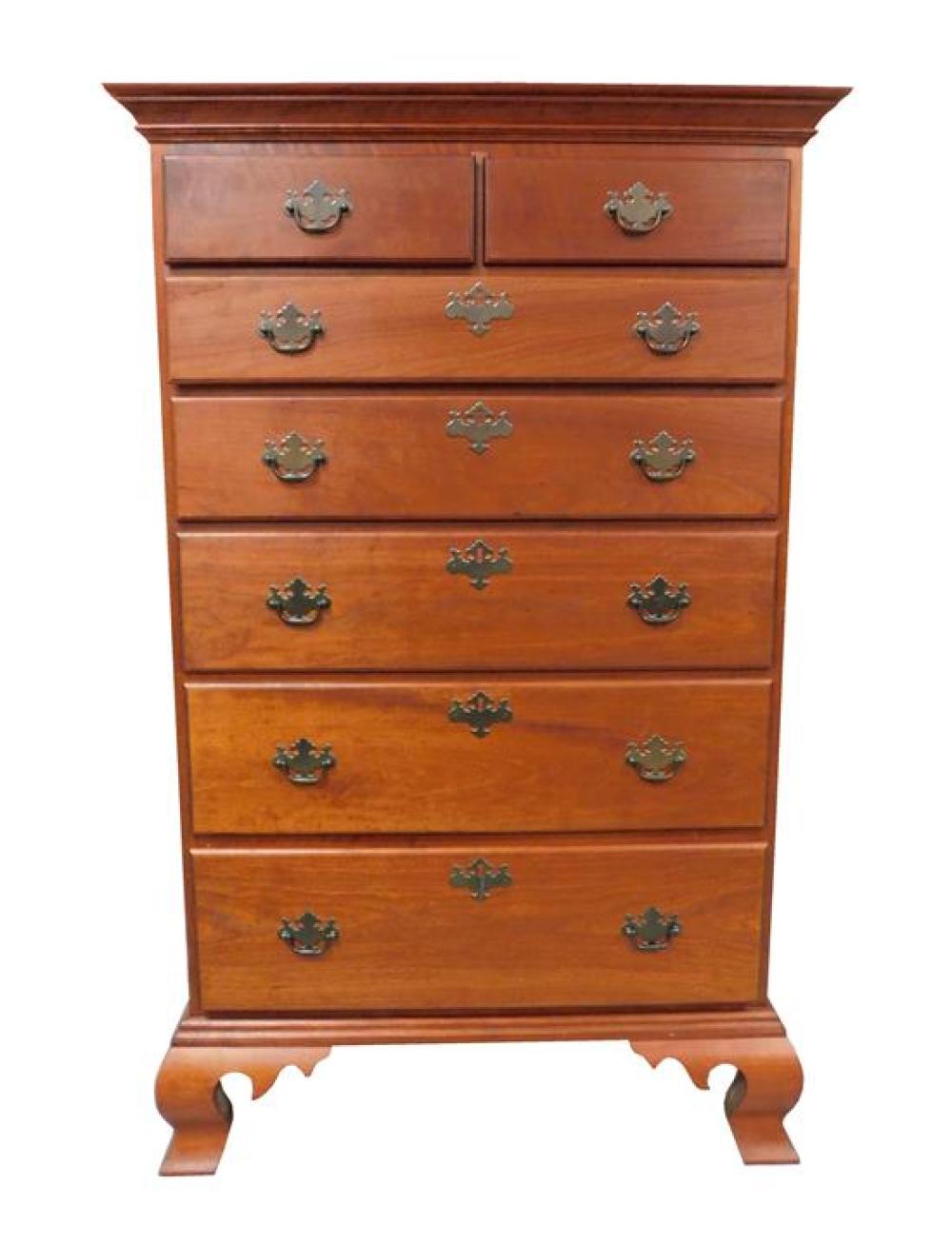 Appraisal: Tall chest Chippendale form th C cherry molded top over