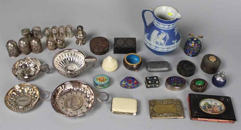 Appraisal: FOURTEEN ASSORTED CLOISONNE BOXES AND GROUP OF ECLECTIC OBJECTS Including