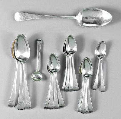 Appraisal: George III English silver spoons Old English pattern George Smith