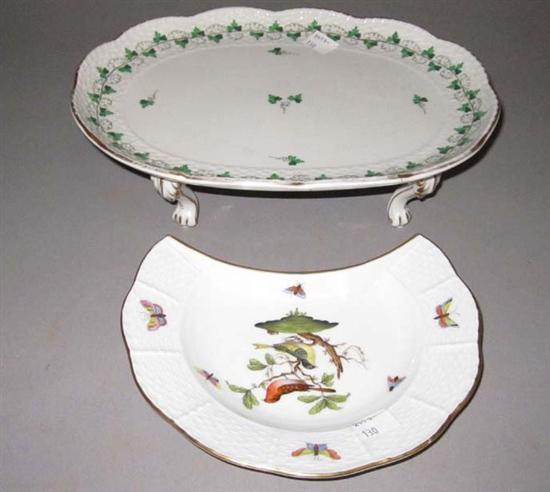 Appraisal: TWO HEREND PORCELAIN ARTICLES Comprising of a footed tray with