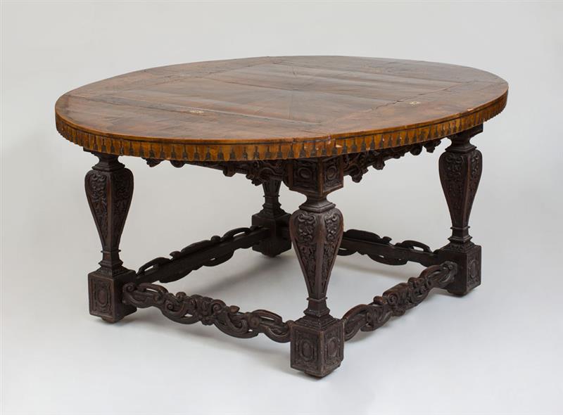 Appraisal: ITALIAN BAROQUE WALNUT AND FRUITWOOD MARQUETRY TABLE TOP Raised on