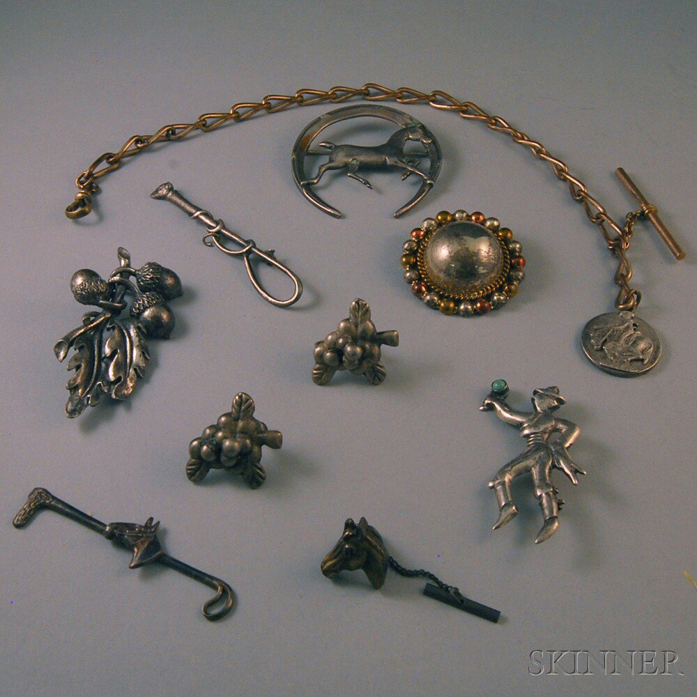 Appraisal: Small Group of Mostly Silver Jewelry including three equestrian pins