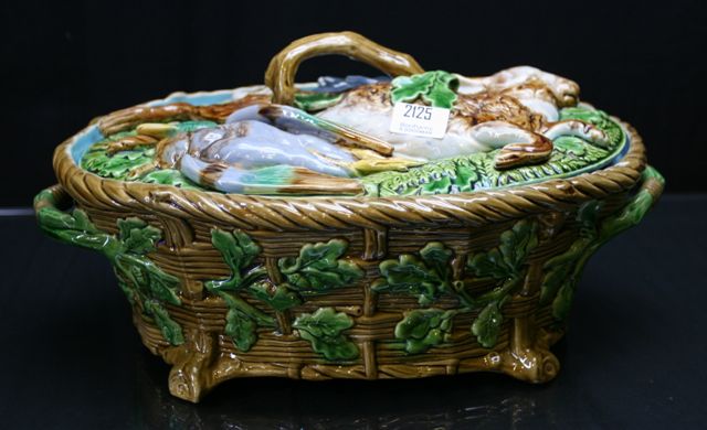 Appraisal: A Minton majolica hare game tureen and cover