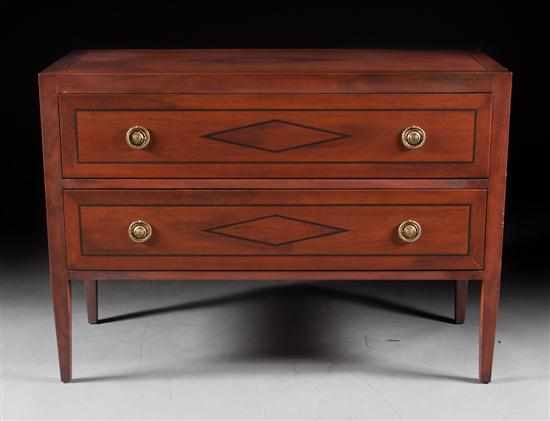 Appraisal: Niermann Weeks neoclassical style ebony inlaid cherrywood commode two-drawer interior