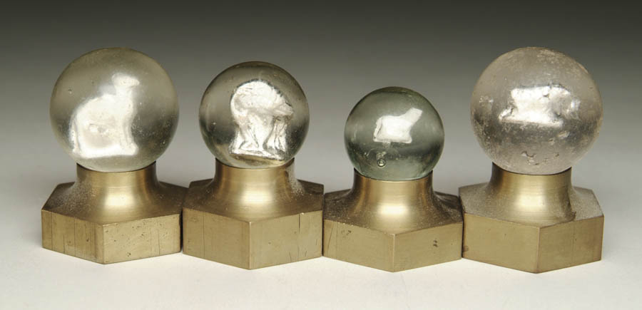 Appraisal: LOT OF SULPHIDE MARBLES Includes crane bear camel and dog